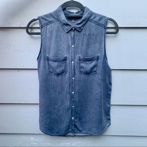 NORDSTROM denim no sleeve button down
